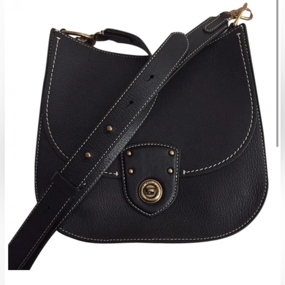 Equestrian Shoulder Bag/ Crossbody Black Pebbled Leather by Lauren Ralph Lauren - Picture 7 of 10